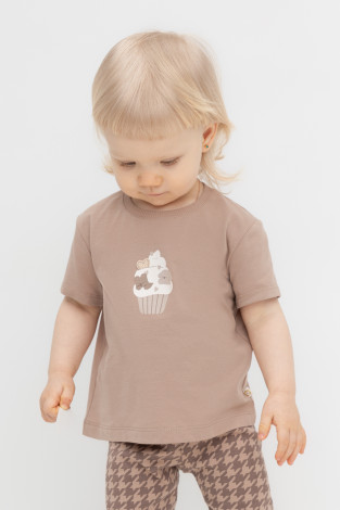Футболка для девочки, артикул: КР 302556, цвет: бежевый
