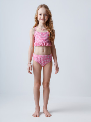Купальник для девочки, артикул: ТК 17017/1н ФВ, цвет: ярко-розовый