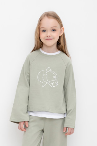 Джемпер для девочки, артикул: К 302488, цвет: хаки