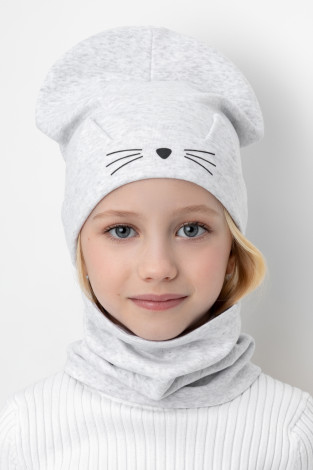 Шапка для девочки, артикул: К 8150, цвет: серый