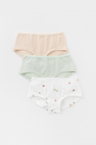 Трусы для девочки, артикул: К 1964-3уп, цвет: зеленый