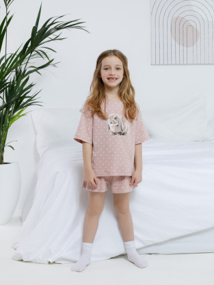 Пижама для девочки, артикул: МП 1656, цвет: коричневый