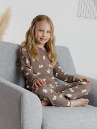 Пижама для девочки, артикул: К 1552, цвет: коричневый