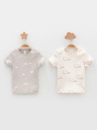 Футболка для новорожденных, артикул: К 301156-2уп, цвет: светло-бежевый