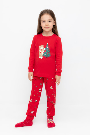 Пижама для девочки, артикул: К 1541, цвет: красный