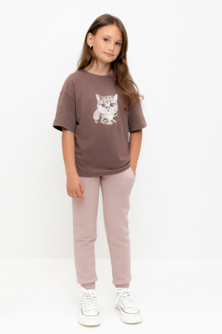 Брюки для девочки, артикул: КР 400588, цвет: кофейный