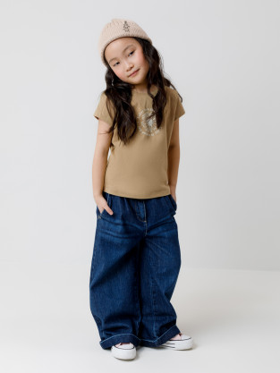 Футболка для девочки, артикул: КП 302763, цвет: коричневый