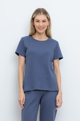 Футболки для дома для мам, артикул: Е 30095, цвет: синий