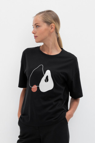 Футболки женские для мам, артикул: ЕВТ 3205, цвет: черный