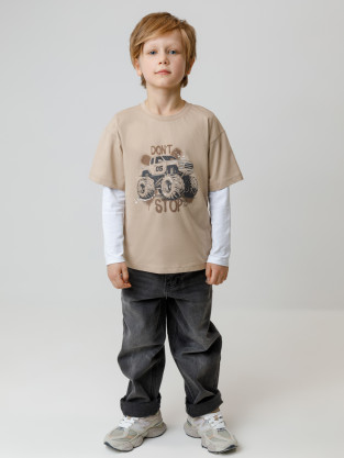 Футболка для мальчика, артикул: КР 302779, цвет: бежевый