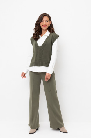 Брюки женские для мам, артикул: ЕВТ 4123, цвет: зеленый