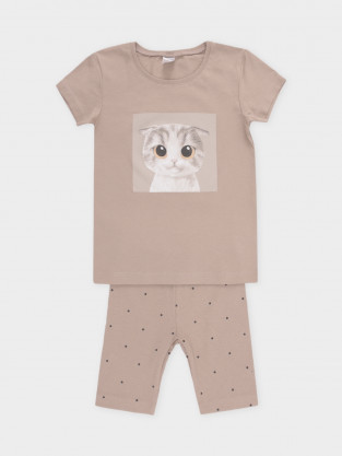 Пижама для девочки, артикул: К 1647-1, цвет: бежевый