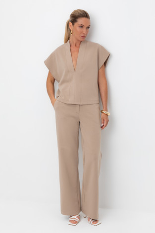 Брюки женские для мам, артикул: ЕВТ 4142, цвет: бежевый