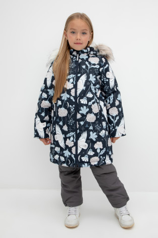 Пальто для девочки, артикул: ВК 38087/н/3 УЗГ, цвет: темно-синий