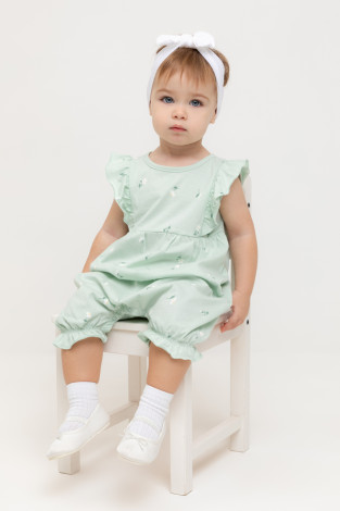 Полукомбинезон для девочки, артикул: КР 6408, цвет: зеленый
