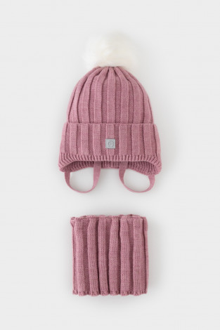 Комплект вязаный для девочки, артикул: КВ 22017/ш, цвет: розовый