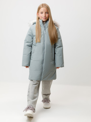 Пальто для девочки, артикул: ВК 38110/2 УЗГ, цвет: зеленый