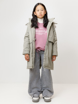 Куртка для девочки, артикул: ВК 38116/1 ГР, цвет: хаки