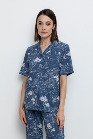 Футболки для дома для мам, артикул: Е 30083, цвет: синий