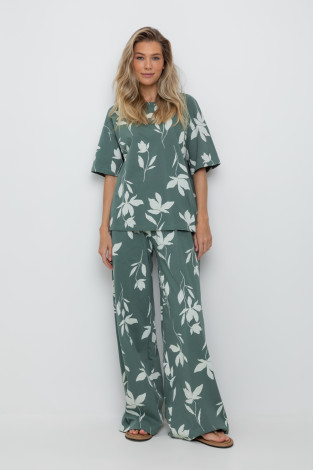 Брюки женские для мам, артикул: ЕВТ 4069, цвет: зеленый