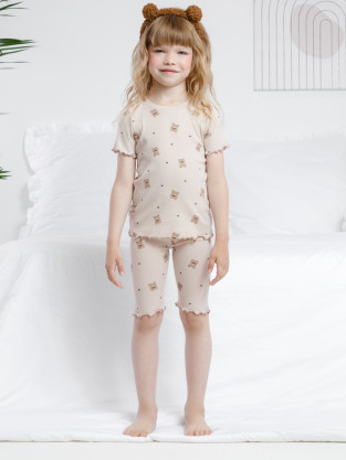 Пижама для девочки, артикул: К 1632, цвет: бежевый
