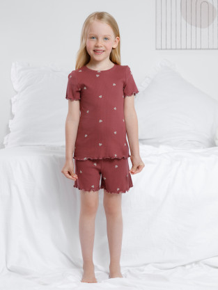 Пижама для девочки, артикул: К 1652, цвет: коричневый