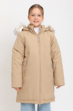 Пальто для девочки, артикул: ВК 38104/2 УЗГ, цвет: бежевый