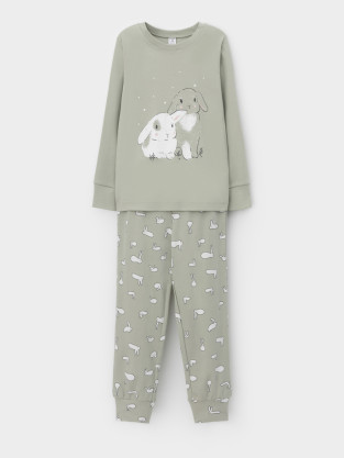 Пижама для девочки, артикул: К 1541, цвет: хаки - 2 фото