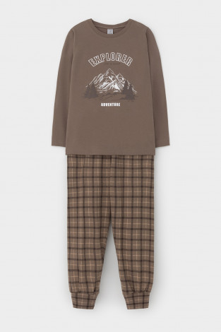 Пижама для мальчика, артикул: К 1606, цвет: коричневый - 2 фото