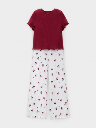 Пижама для девочки, артикул: МП 1669, цвет: бордовый - 2 фото
