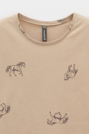 Футболка для девочки, артикул: КР 302664-1, цвет: бежевый - 2 фото