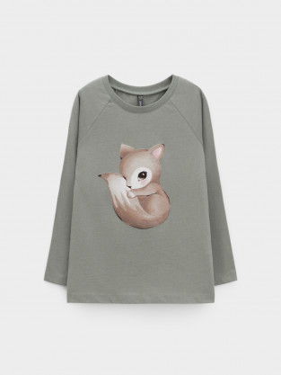 Лонгсливы для девочки, артикул: КР 302904, цвет: хаки - 2 фото