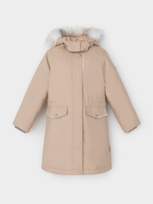 Пальто для девочки, артикул: ВК 38107/9 ГР, цвет: светло-бежевый - 2 фото