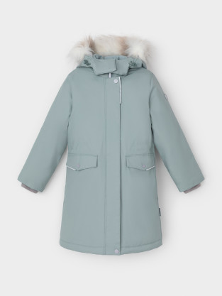 Пальто для девочки, артикул: ВК 38107/11 ГР, цвет: зеленый - 2 фото