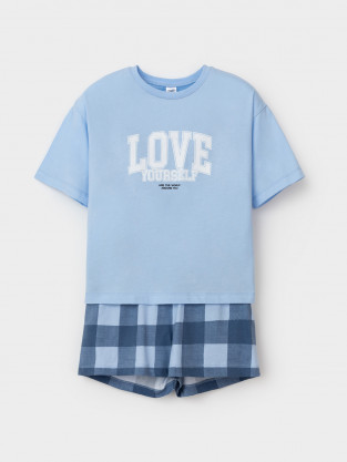 Пижама для девочки, артикул: МП 1658, цвет: голубой - 2 фото