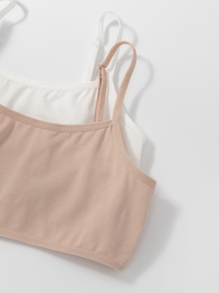 Майки для девочки, артикул: К 1197-2уп, цвет: бежевый - 2 фото