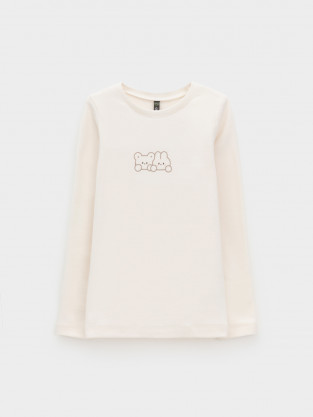 Лонгсливы для девочки, артикул: КР 302267, цвет: сахар - 2 фото