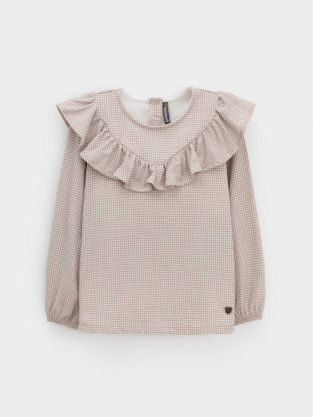 Блузка для девочки, артикул: КР 302177, цвет: бежевый - 2 фото