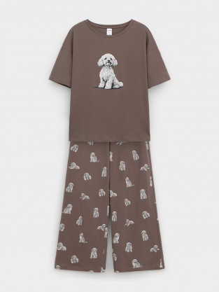 Пижама для девочки, артикул: МП 1657, цвет: коричневый - 2 фото