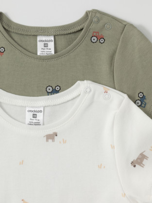 Футболка для новорожденных, артикул: К 301156-2уп, цвет: хаки - 2 фото