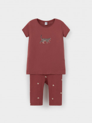 Пижама для девочки, артикул: К 1647, цвет: коричневый - 2 фото