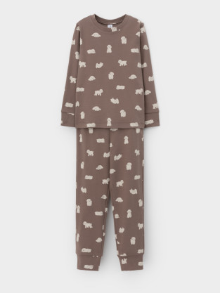 Пижама для девочки, артикул: К 1552, цвет: коричневый - 2 фото