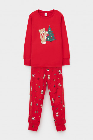 Пижама для девочки, артикул: К 1541, цвет: красный - 2 фото