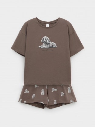 Пижама для девочки, артикул: МП 1658-1, цвет: коричневый - 2 фото