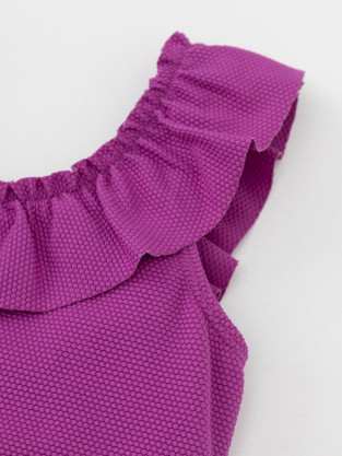 Купальник для девочки, артикул: ТК 16028/2 ФВ, цвет: бордовый - 2 фото