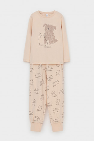 Пижама для девочки, артикул: К 1606, цвет: бежевый - 2 фото