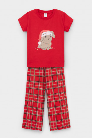 Пижама для девочки, артикул: К 1640, цвет: красный - 2 фото