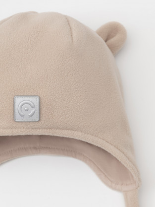 Шапка для девочки, артикул: ФЛ 80012/25/2 ГР, цвет: светло-бежевый - 2 фото