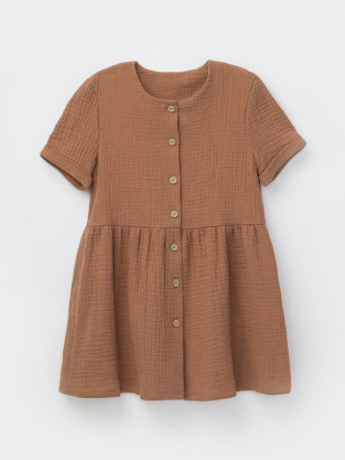 Платье для девочки, артикул: ТК 52095, цвет: коричневый - 2 фото