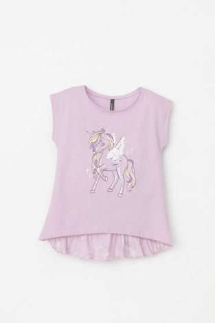 Футболка для девочки, артикул: КР 302319-1, цвет: фиолетовый - 2 фото